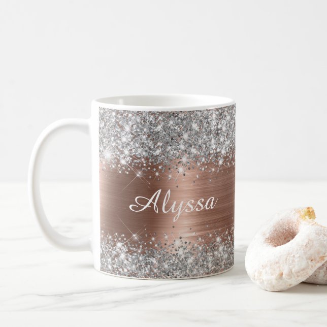 Mug Chic Glittery Rose Gold Glam Nom (Avec donut)