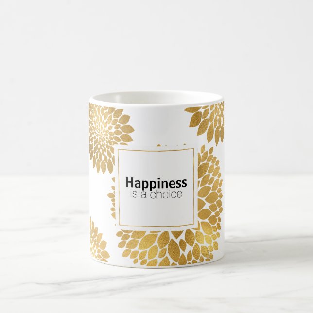 Mug Chic Gold Flowers Le bonheur est un choix (Centre)