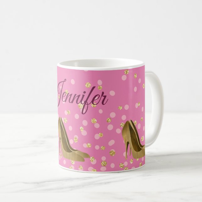 Mug Chic Golden Stilettos rose  (Devant droit)