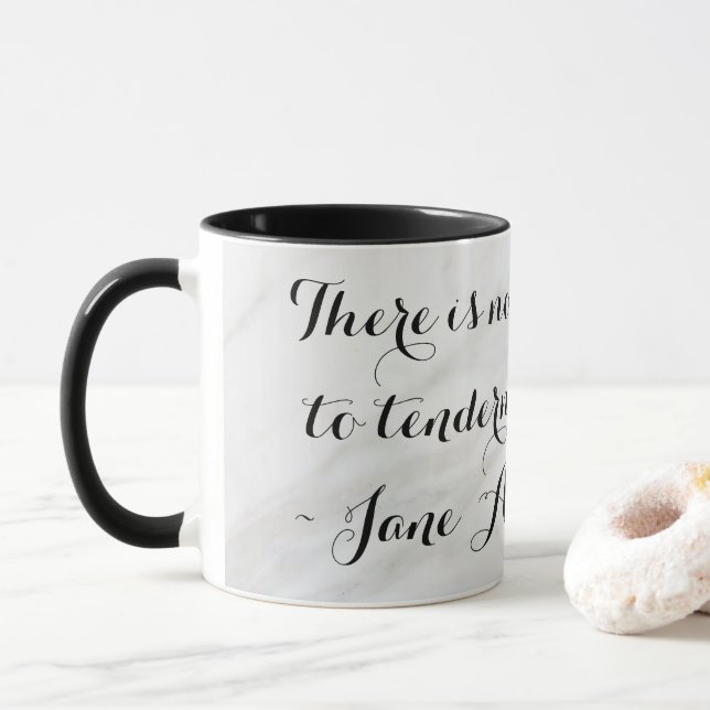 Mug Chic Jane Austen Emma Citation de livre noir gris  (Avec donut)