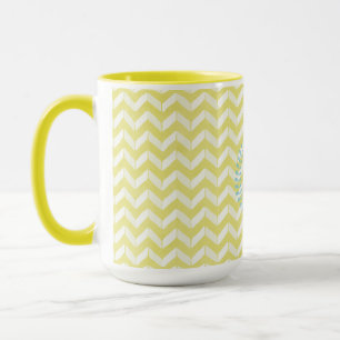 Mug Chic Pastel Yellow Teal Chevron Custom