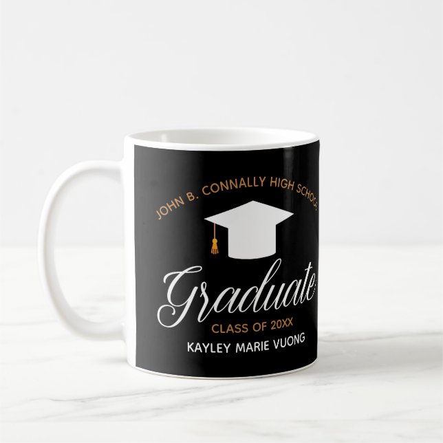 Mug Chic Personnalisé Graduate 2023 Graduation Noir (Gauche)