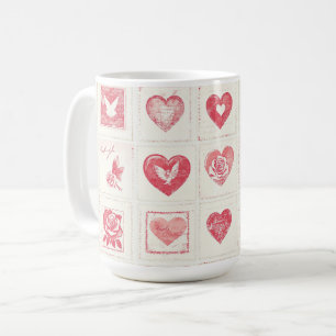 Mug Chic Red Cream Valentine Love Hearts Mariage