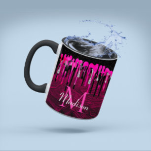 Mug Chic rose chaud parties scintillant noire gouttes 