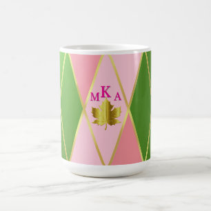 Mug Chic rose et Jacquard vert Monogramme