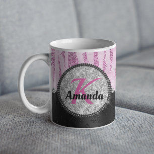 Mug Chic rose noir faux parties scintillant poster de