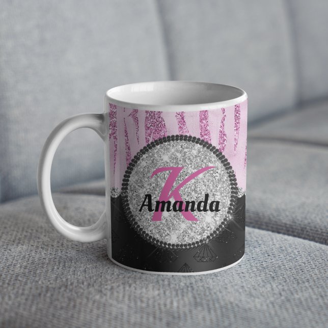 Mug Chic rose noir faux parties scintillant poster de  (Créateur téléchargé)
