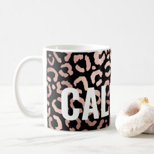 Mug Chic Rose noir Gold Leopard Cheetah Poster de anim