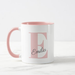 Mug Chic rose personnalisé Monogramme et nom