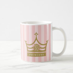 Mug Chic rose rayures et or Rose Princesse Couronne