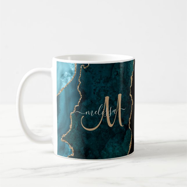 Mug Chic Turquoise Gold Parties scintillant Agate Pers (Gauche)