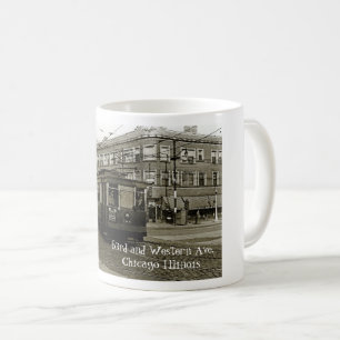MUG CHICAGO 63E ET OCCIDENTALE 1952 TROLLEY ART SEPIA