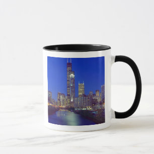 Mug Chicago, Illinois, Skyline la nuit avec Chicago