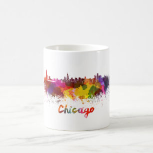 Mug Chicago skyline in watercolor
