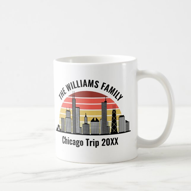Mug Chicago Sunset Custom Family Trip Keepsake (Droite)