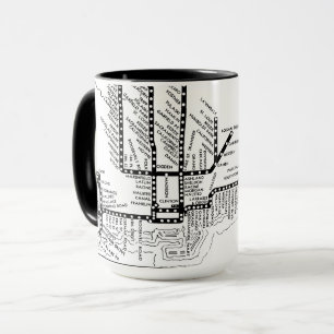 MUG CHICAGO VINTAGE ELEVATED CTA STOP MAP TRAIN