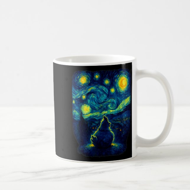 Mug Chicken Starry Funny Night Van Gogh Farm Lover Gir (Droite)