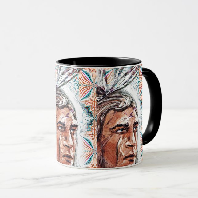 Mug Chieftan ancien et motif fractal (Devant droit)
