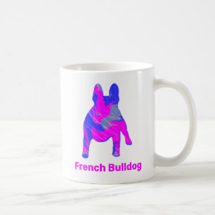 Mug Chien à chien français rose et bleu blanc Abstrait