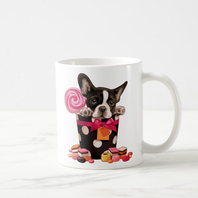 Mug Chien à taureaux français et bonbons (Droite)
