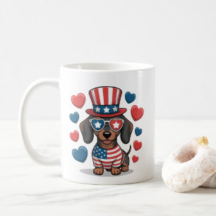 Mug Chien amoureux du teckel patriotique Fierté USA 4 