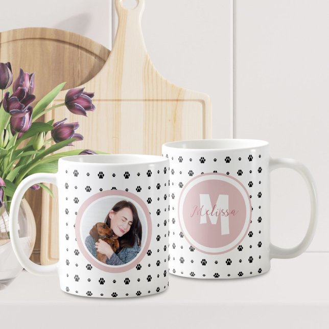 Mug Chien animal de compagnie Monogramme photo Emprein (Créateur téléchargé)