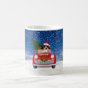Mug Chien Beagle conduisant une voiture dans la neige
