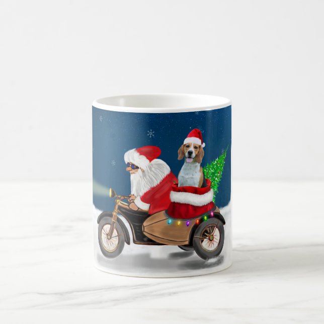 Mug Chien beagle Noël Père Noël (Centre)