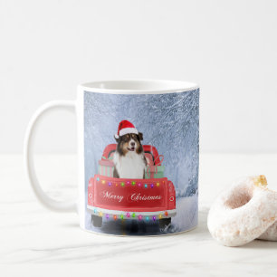 Mug Chien berger australien en Noël de neige