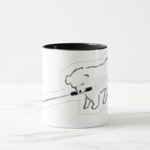 Mug Chien Blanc Mignon Tenant Une Laisse Dans La Bouch