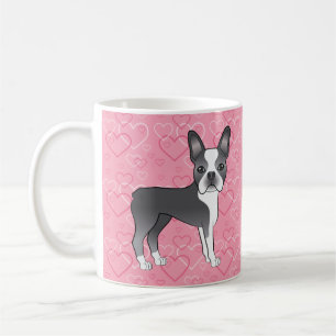 Mug Chien Bleu Et Blanc De Boston Terrier Sur Coeur Ro