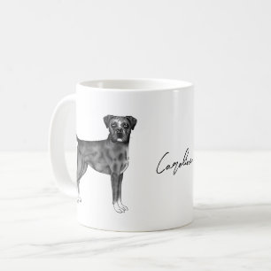 Mug Chien Boxer Allemand En Noir Et Blanc & Nom Person