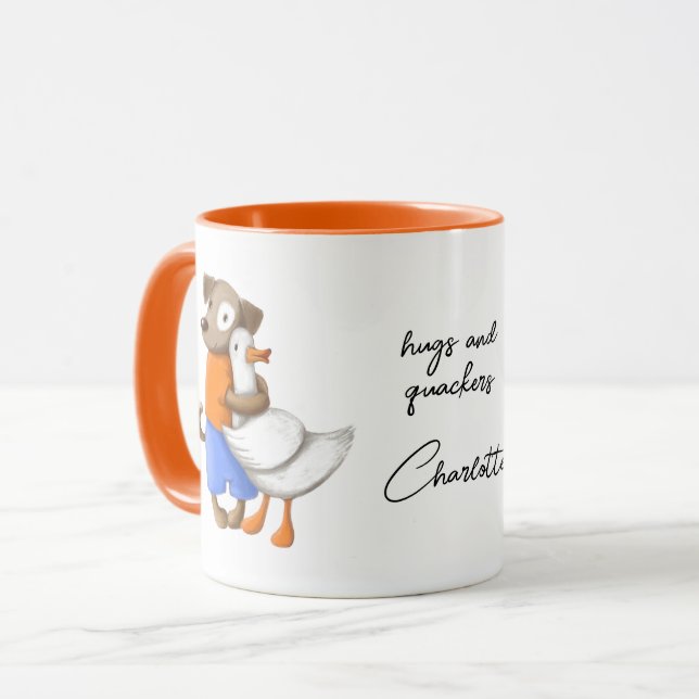 Mug Chien Canard Funny Love Script Nom personnalisé (Devant gauche)