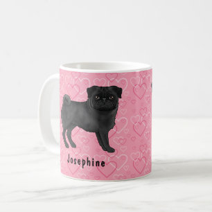 Mug Chien Carlin Noir Mops Cute Mops Et Coeurs Rose Av