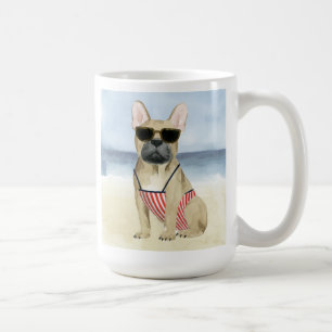 Mug Chien chaud Chiot En Lunettes De Soleil À La Pla