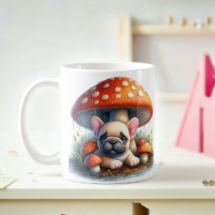 Mug Chien-chien français sous parapluie de champignons