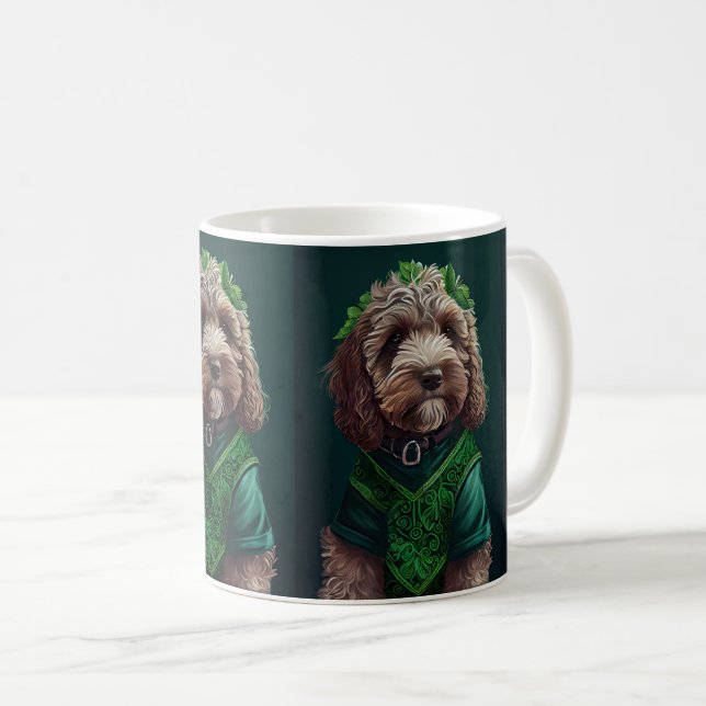 Mug Chien Cockapoo en robe de la Saint-Patrick (Devant droit)