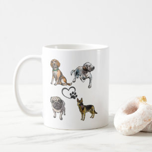 Mug Chien Collage animal de compagnie Paw Coeur Design