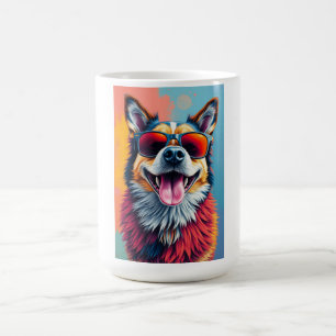 Mug Chien Coloré avec des Lunettes de Soleil