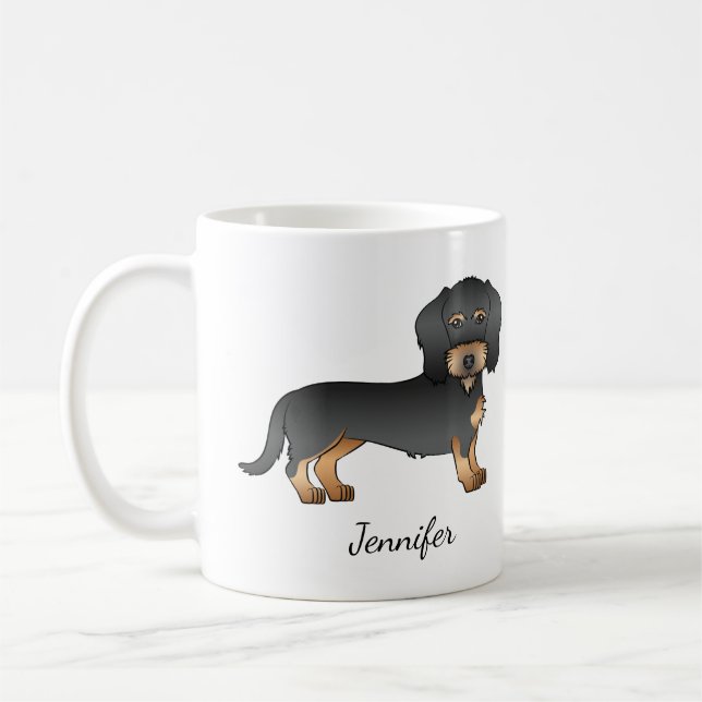 Mug Chien Dachshund Fil Noir Et Tan Avec Nom (Gauche)