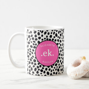 Mug Chien dalmate Abstrait Motif rose chaud Monogramme
