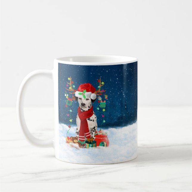 Mug Chien dalmate avec cadeaux de Noël (Gauche)