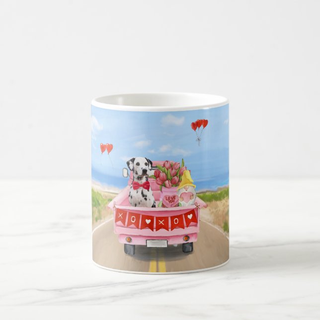 Mug Chien dalmate Saint Valentin Coeurs de Camion (Centre)