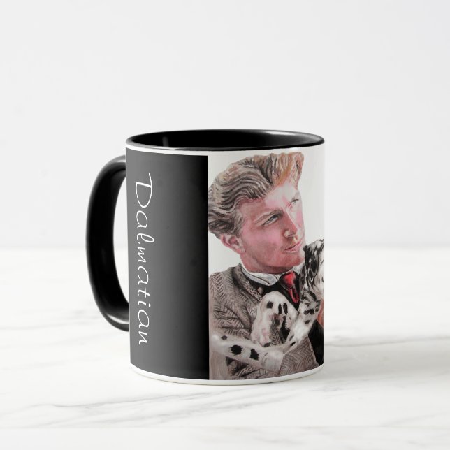 Mug Chien Dalmatien Chien mignon Poignée Noir Blanc Mu (Devant gauche)