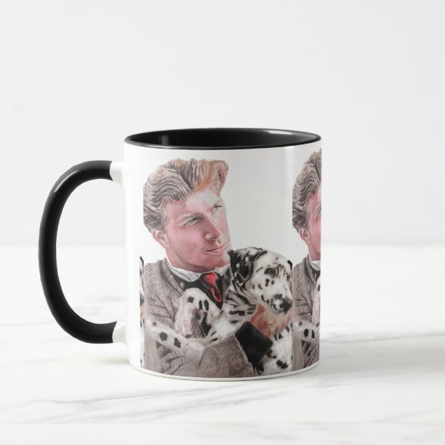 Mug Chien Dalmatien Chien mignon Poignée Noir Blanc Mu (Gauche)