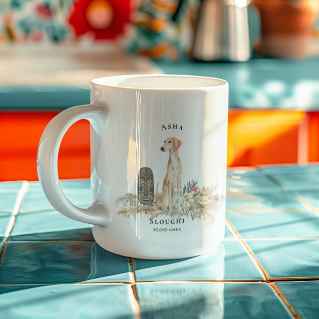 Mug Chien d'aquarelle Sloughi | Monogramme (Créateur téléchargé)