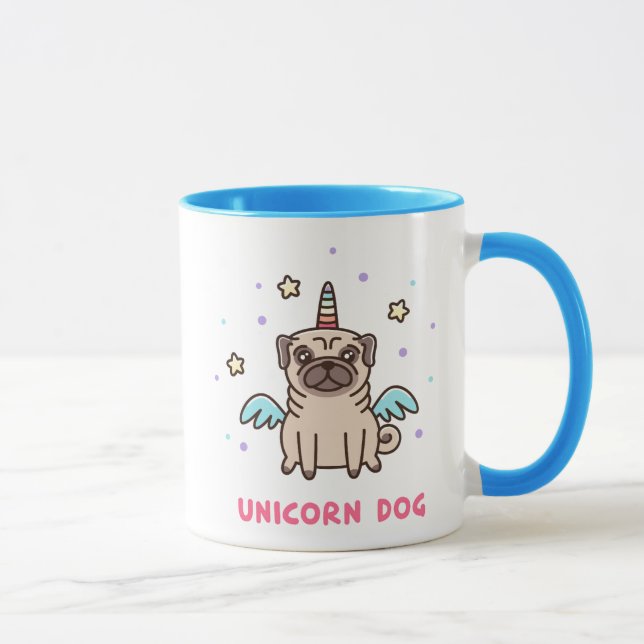 Mug Chien d'arc-en-ciel de licorne (Droite)
