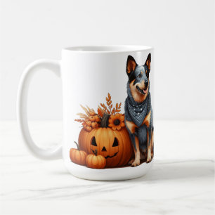 Mug Chien de berger australien à côté d'une citrouille