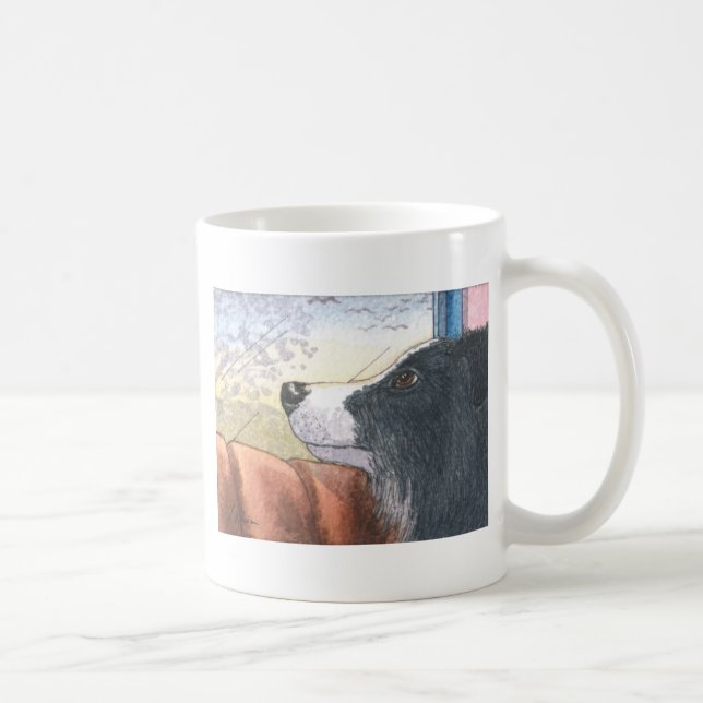Mug Chien de border collie attendant dans la voiture (Droite)