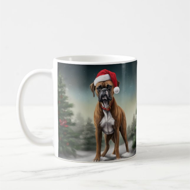 Mug Chien de boxe en Noël de neige (Gauche)